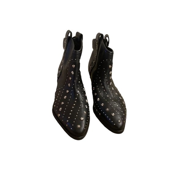 Sam Edelman Booties Womens Size 6W Black Studded Western Biker - Picture 2 of 7
